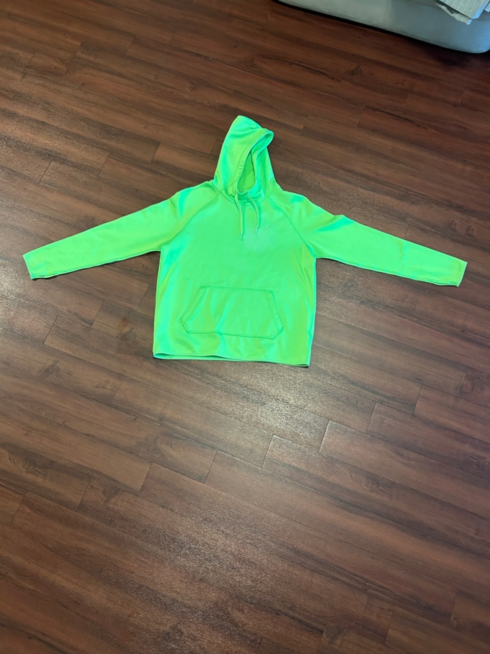Nike Unisex Medium Neon Green Pullover Hoodie Swoosh ThermaFit Sweatshirt